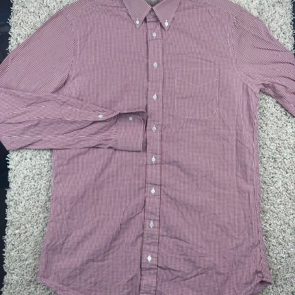 Gitman Bros. Tailored Fit Button Up Shirt Mens USA Made 16.5 40 Red White Check - Picture 5 of 11